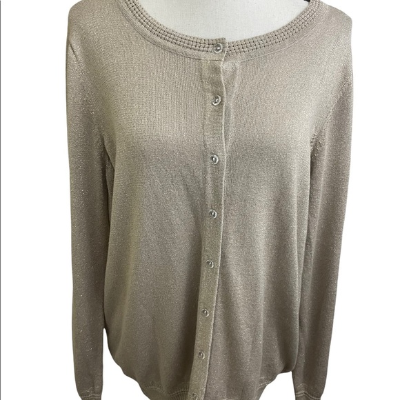Fenn Wright Manson womens button down cardigan 1X plus size beige gold - Picture 10 of 13